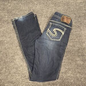 Silver Jeans Frances Women 25x33 (Actual 28x33) Blue Denim Pants Distressed